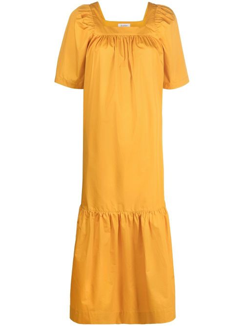 Ruched short-sleeved maxi dress - Orange