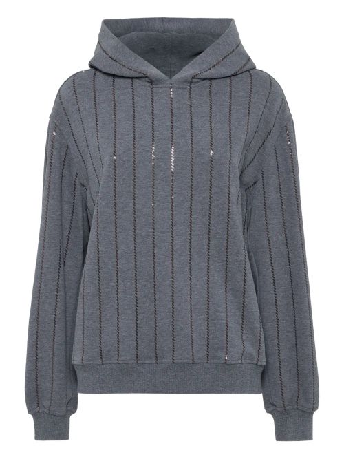 Sequin-Embellished Hoodie — grey