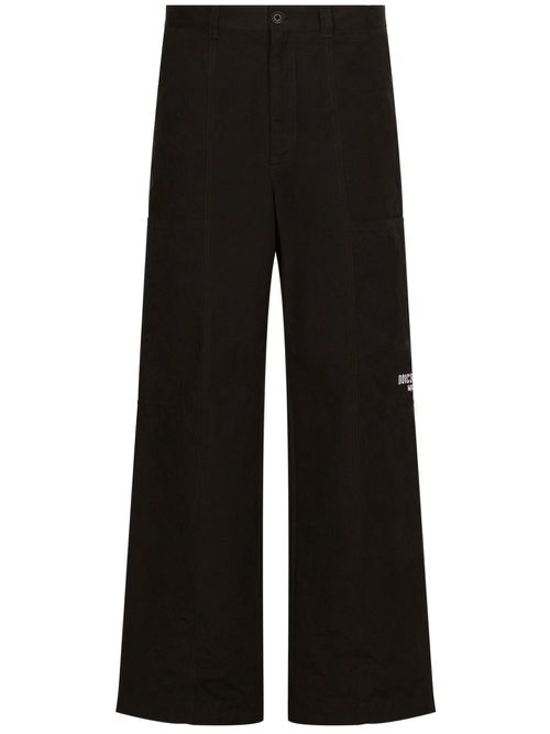 Logo-print wide-leg trousers - Black