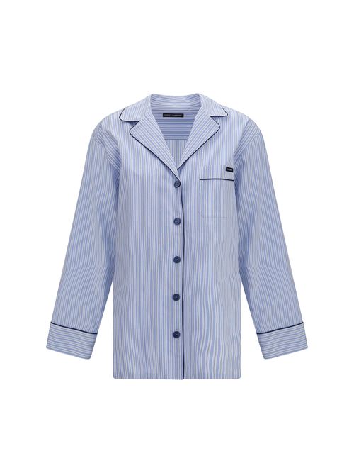 Embroidered Cotton-Blend Shirt — Blue