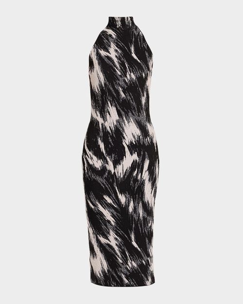 Sleeveless Mock-Neck Midi Dress