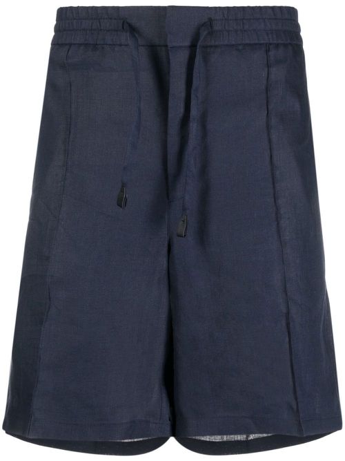 Drawstring knee-length shorts - Blue