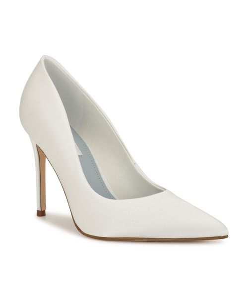 Women's Fresh Bridal Satin Stiletto Pumps - White Satin