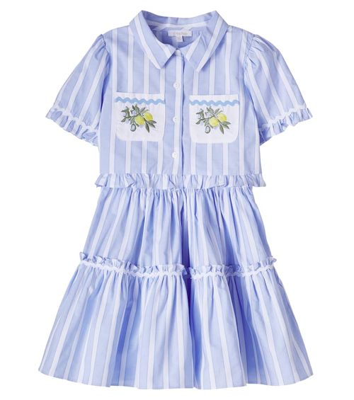 Striped cotton shirt and skirt set