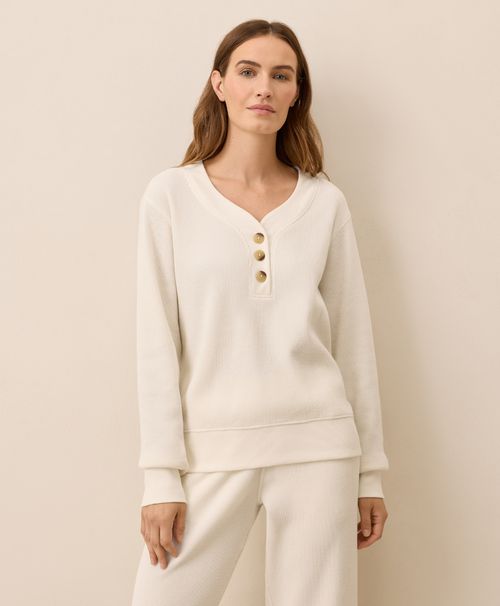 Women's Pearl Thermal Waffle Henley Pullover