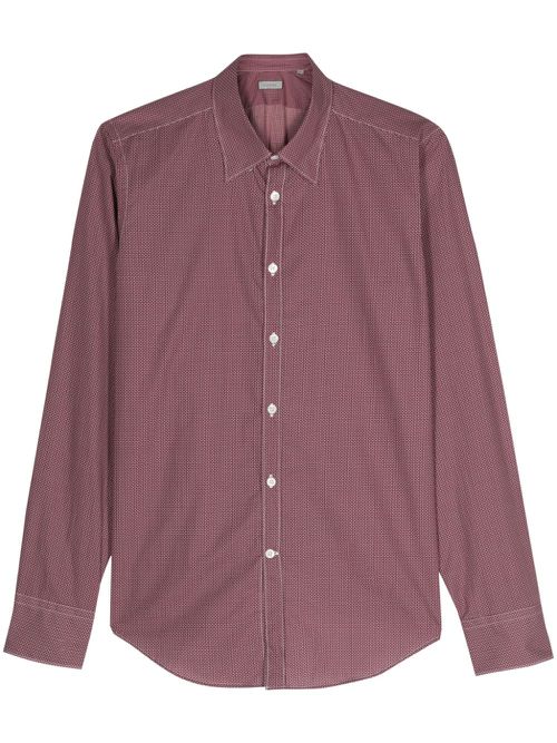 Geometric-pattern cotton shirt - Red