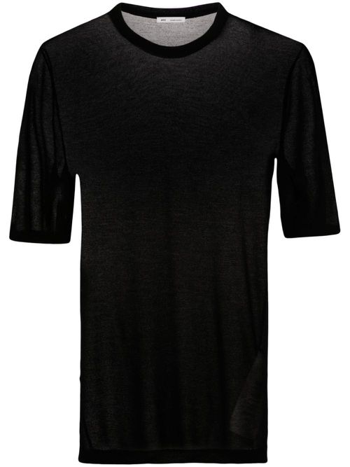 Semi-sheer lyocell T-shirt - 001 BLACK