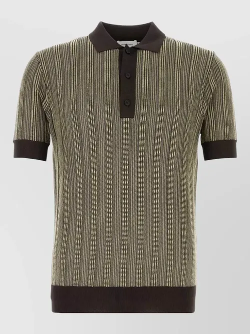 Ferragamo - embroidered viscose blend knit polo shirt