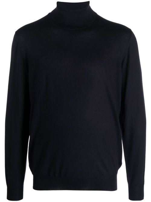 Roll-neck virgin wool jumper - Blue