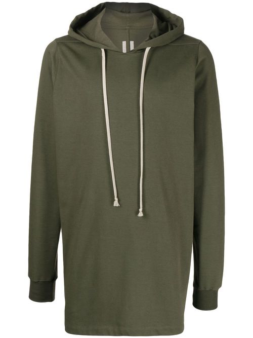 Long-length drawstring hoodie - Green