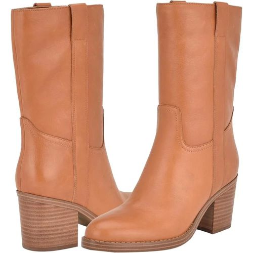 Hess Boots Womens Brown Leather Side Zip Almond Toe Mid Calf LION840