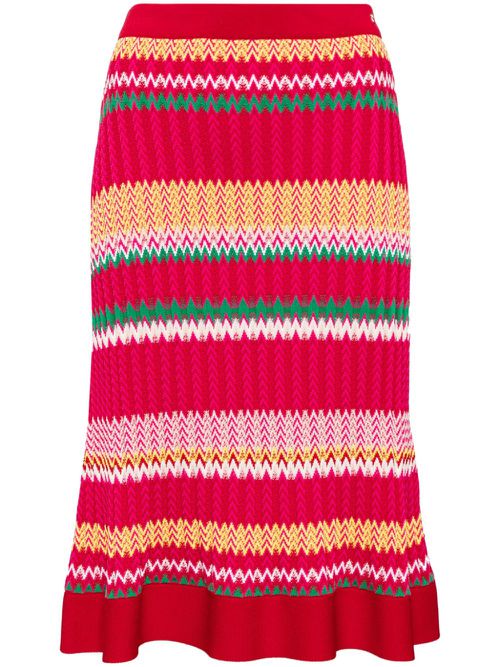 Striped pattern midi-skirt - Pink