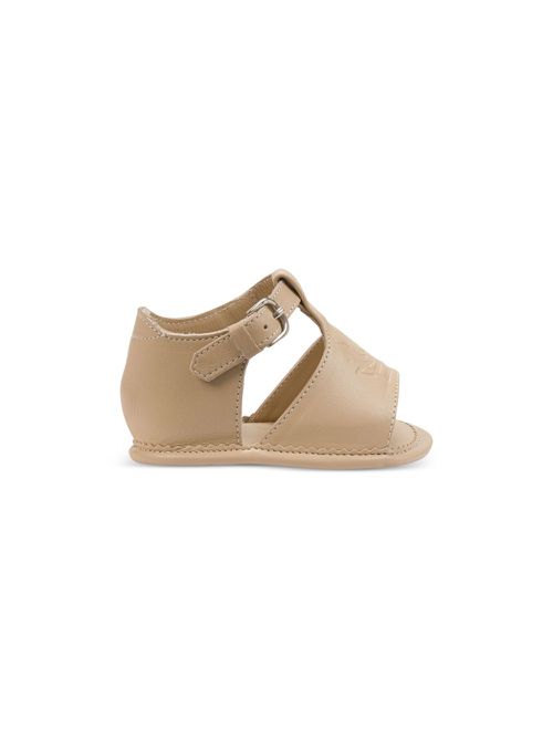 Pegaso-debossed leather sandals - Neutrals