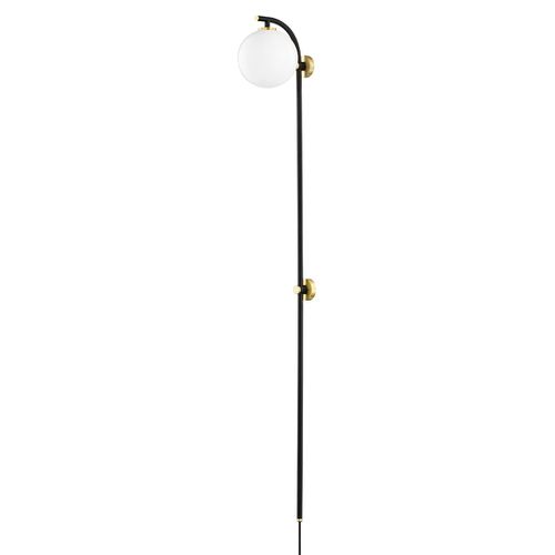 Faye 1-Light LED Wall Sconce in Aged Brass with Soft Black