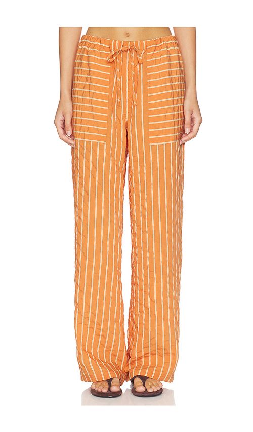 La Ligne Drawstring Pull On Pant in Apricot Stripe. L also in