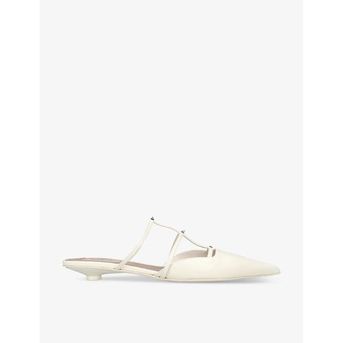 Womens White Rockstud Wisp 20 Leather Heeled Mules