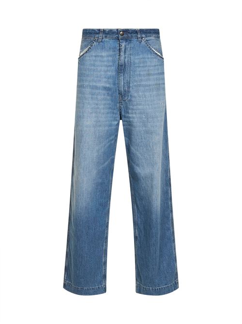 Wide-Leg Denim Jeans — Blue