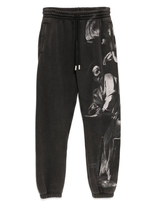 Graphic-print pants - Black