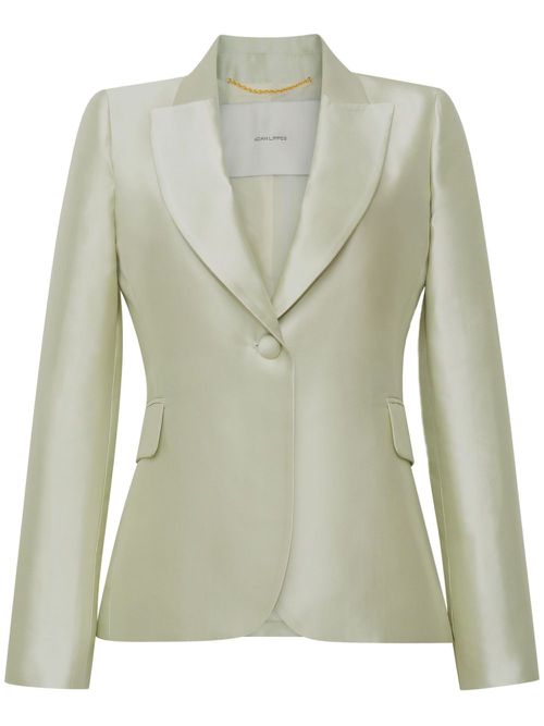Single-breasted silk blazer - Green