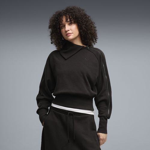 PUMA T7 Women's Asymmetrical Zip Sweatshirt in Black