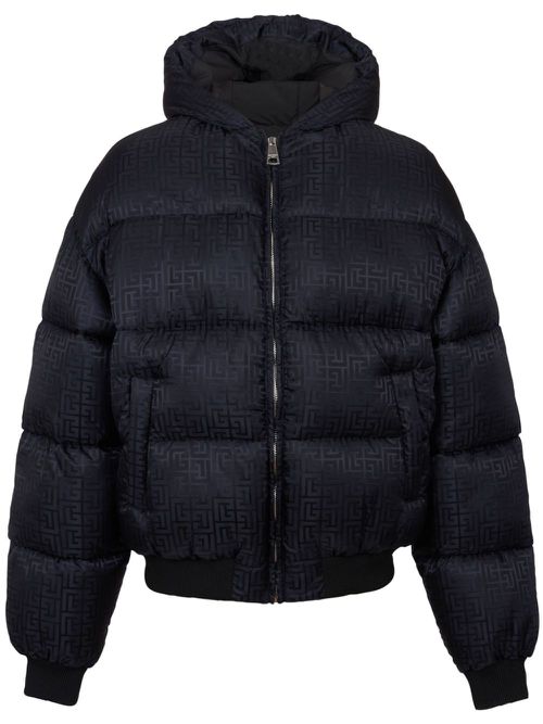 PB-monogram pattern puffer jacket - Black