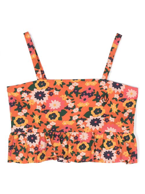 Stork floral-print tank top - Orange