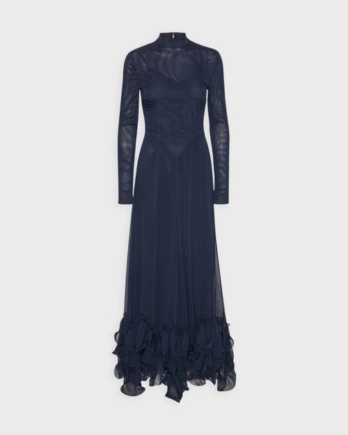 Rotate Dress Chiffon Maxi Ruffle Blue