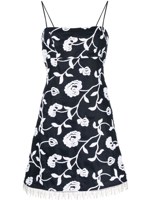 Balerina floral-embroidered minidress - Blue