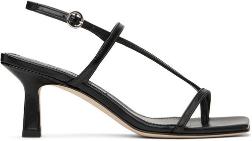 Aeyde Black Elise Leather Toe-Post Heeled Sandals