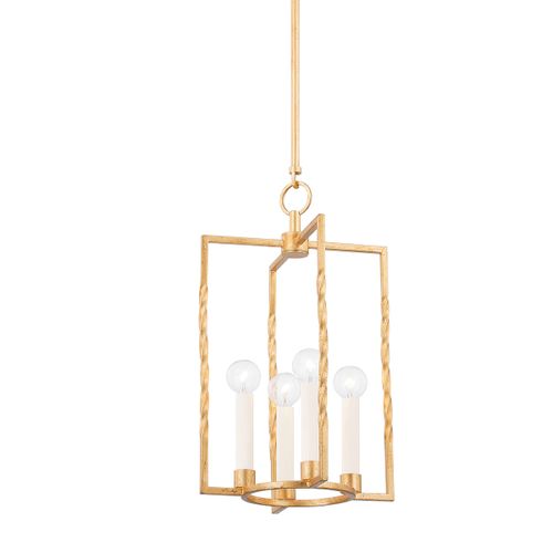Vintage Gold Leaf Four Light Lantern from the Adelaide Collection