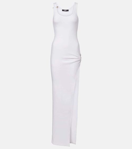 Safety Pin draped cotton-blend maxi dress