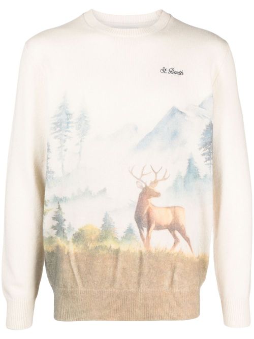 Logo-embroidered crew-neck jumper - Neutrals