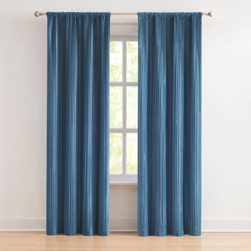 "Glam Pleated Velvet Light Filtering Window Curtain Panels