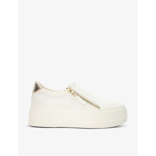 Womens White-leather Episodic Zip-embellished Flatform Leather Trainers