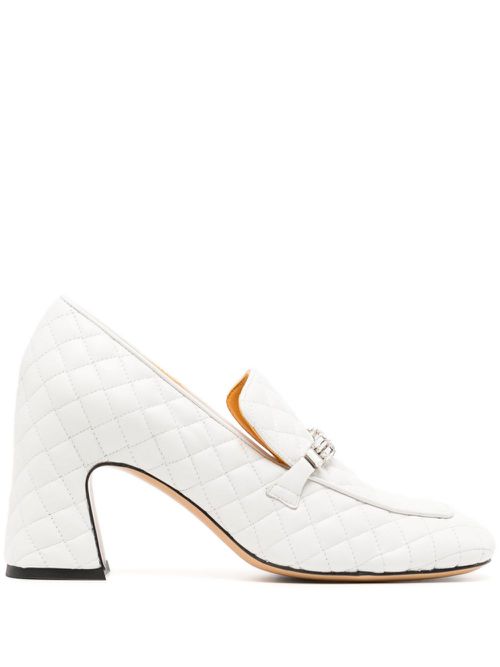 64mm quilted leather pumps - White
