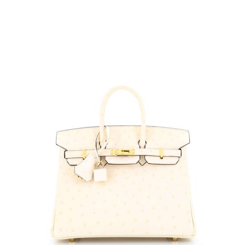 Birkin Handbag Light Ostrich with Gold Hardware 25