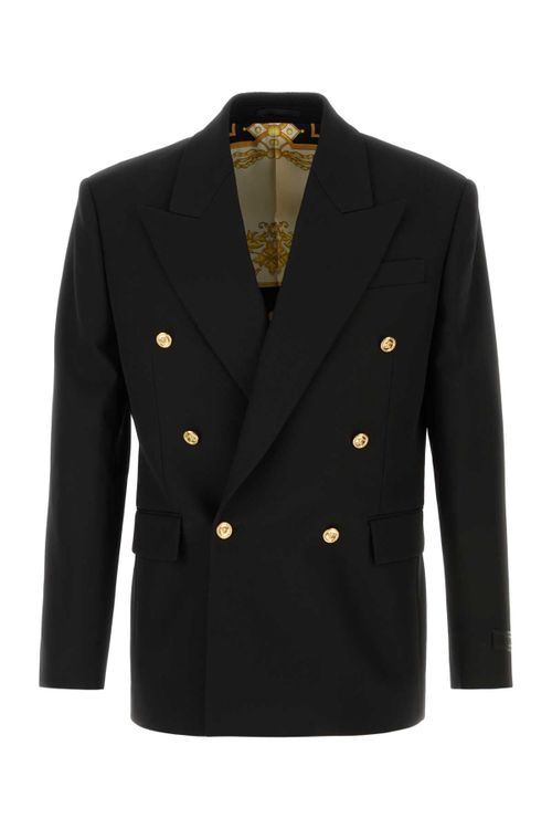 Double-Breasted Virgin Wool Blazer — Black