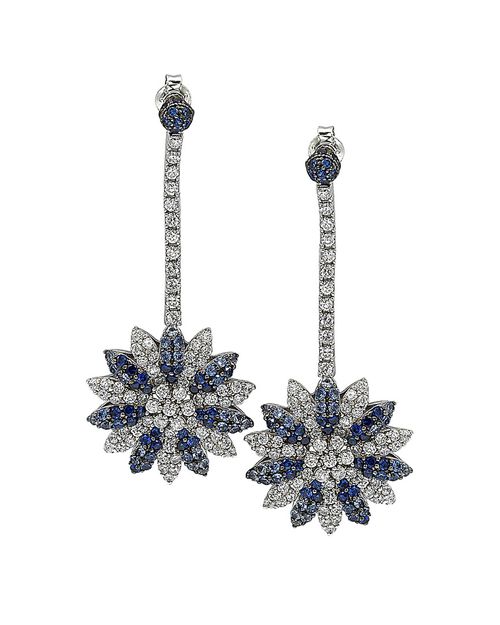 18K & Silver 6.47 ct. tw. Diamond & Sapphire Flower Drop Earrings
