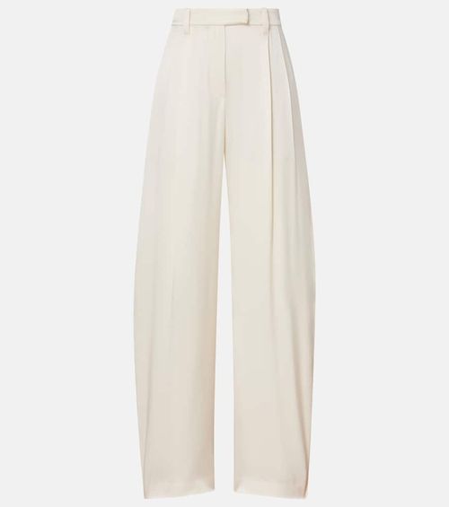 Mid-rise silk straight pants