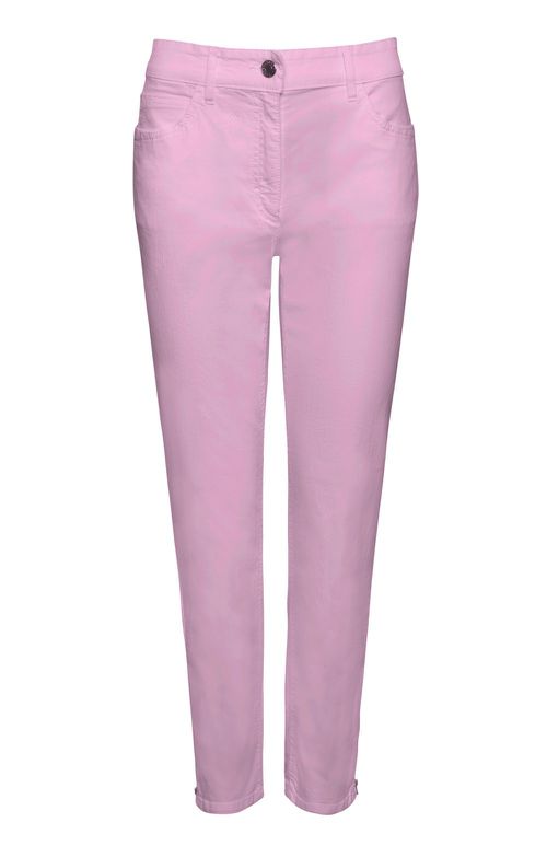 Ladies Denim Crop Zip Ankle Jeans, Pink