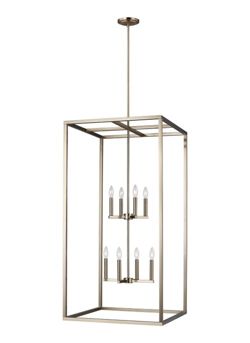 Satin Brass Eight Light Hall Foyer from the Moffet Street Collection
