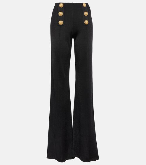 High-rise flared knit pants