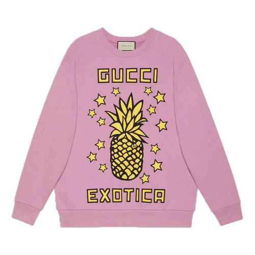 (WMNS) Pineapple Printed Long Sleeve Sweater For Pink