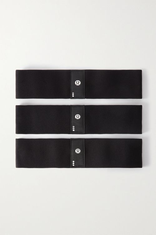 Set Of Three Printed Stretch-knit Resistance Bands - Black