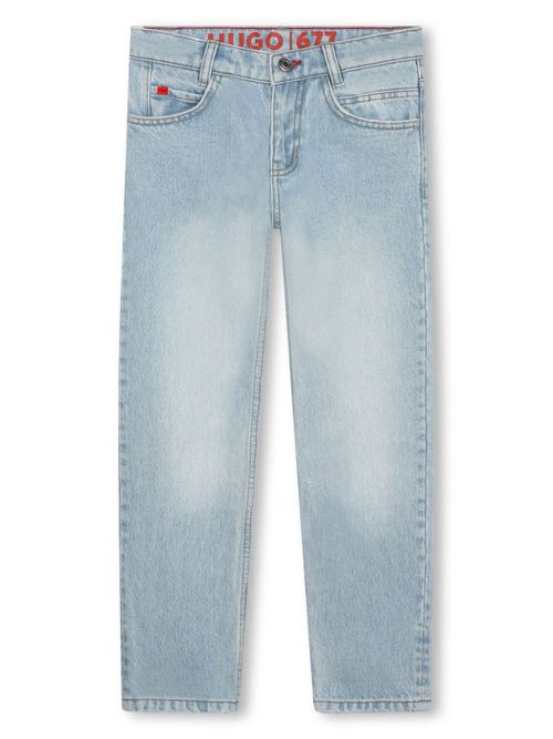 Logo-patch straight-leg jeans - Blue