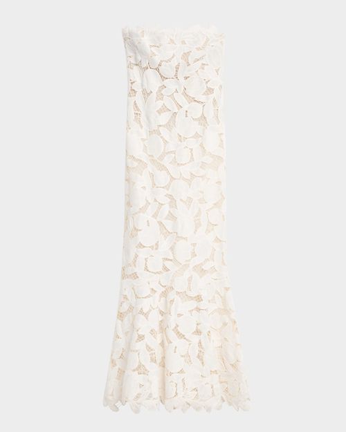 Valletta Strapless Floral Lace Maxi Dress