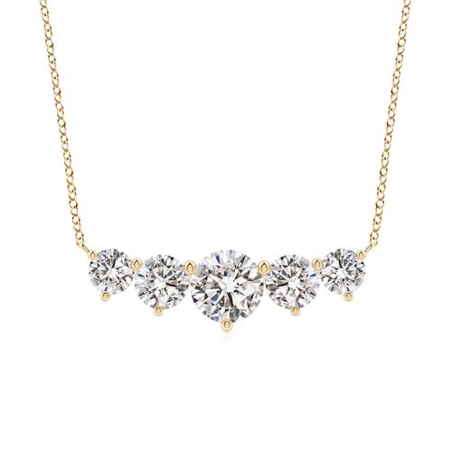 Angara 2.0 Carats Graduated Five Stone Round Diamond Necklace in 14K Yellow Gold
