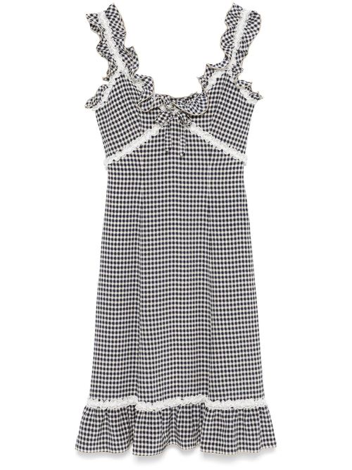 Grid-pattern midi dress - Blue