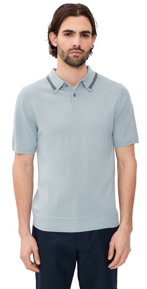 Short Sleeve Sweater Polo Light Blue