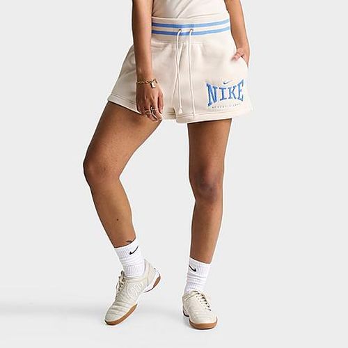 Women's Sportswear Phoenix Fleece 4" High-Waisted Shorts in Light Orewood Brown/University Blue